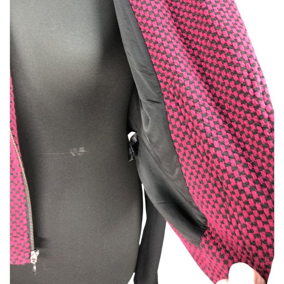 TORRID Beet Red/Black Checkered Print Moto Jacket Sz 1/1X - Picture 11 of 13